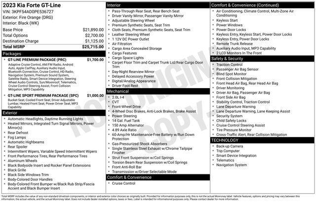 used 2023 Kia Forte car, priced at $18,260