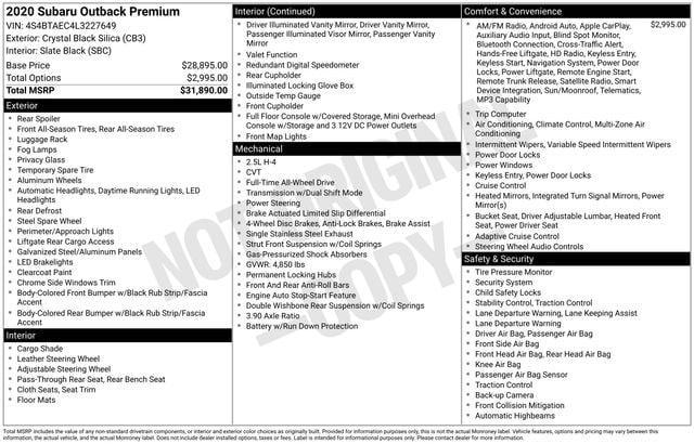 used 2020 Subaru Outback car, priced at $23,249