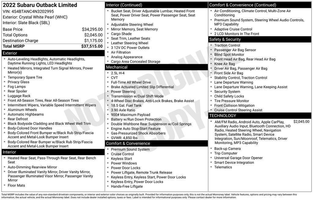 used 2022 Subaru Outback car, priced at $22,182