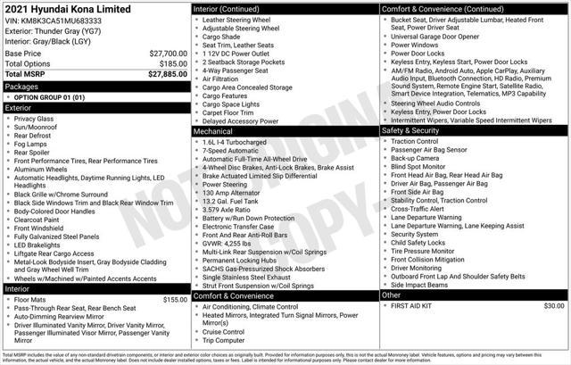 used 2021 Hyundai Kona car, priced at $20,628