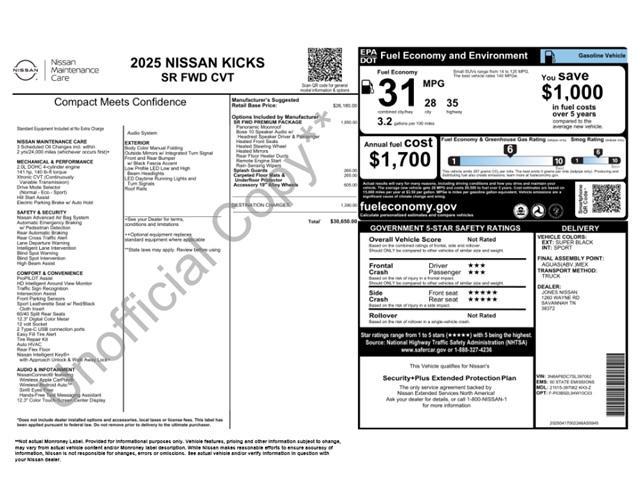 new 2025 Nissan Kicks car, priced at $29,582