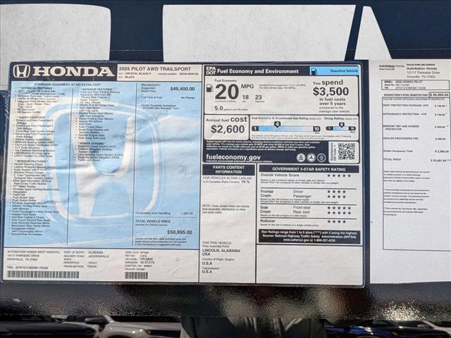 new 2025 Honda Pilot car, priced at $50,895