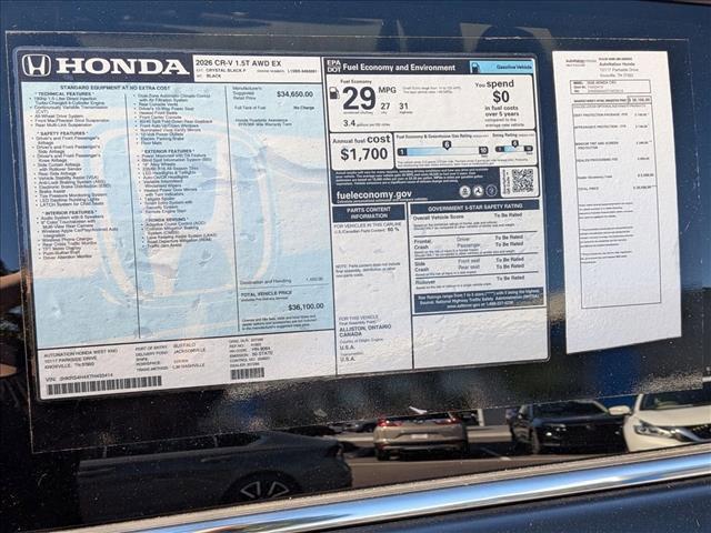 new 2026 Honda CR-V car, priced at $36,100