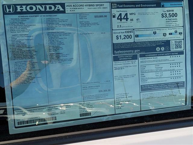 new 2025 Honda Accord Hybrid car, priced at $35,305