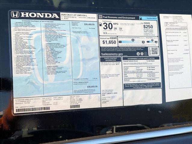 new 2026 Honda CR-V car, priced at $36,850