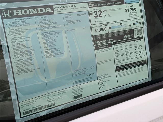 new 2025 Honda Accord car, priced at $32,210
