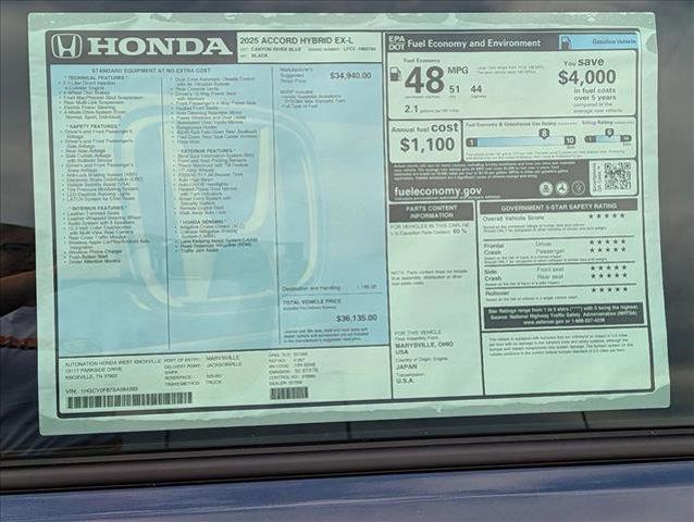 new 2025 Honda Accord Hybrid car, priced at $36,135