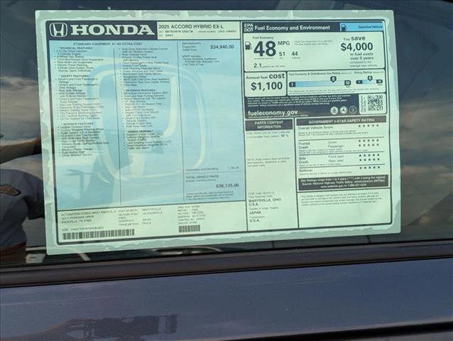 new 2025 Honda Accord Hybrid car, priced at $36,135