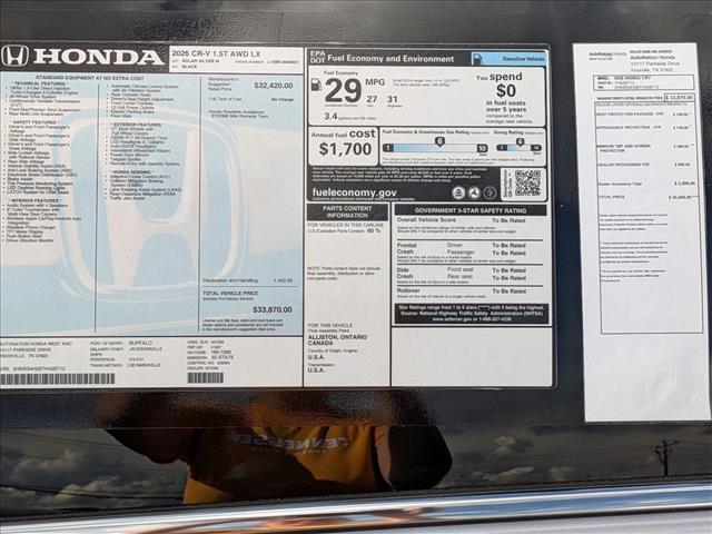 new 2026 Honda CR-V car, priced at $33,870