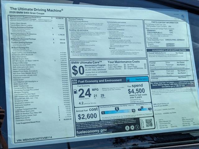 new 2026 BMW 840 car, priced at $99,835