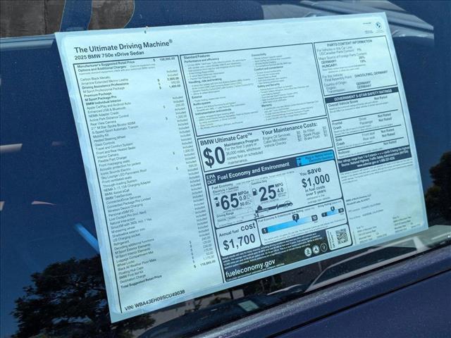 new 2025 BMW 750e car, priced at $116,875