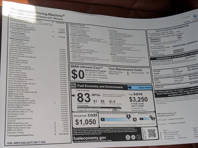 new 2026 BMW i7 car, priced at $134,705