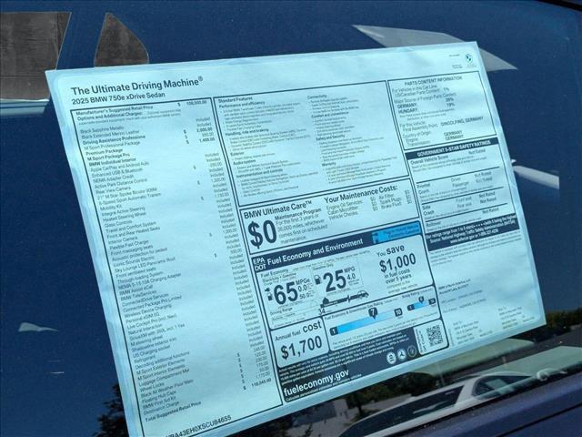 new 2025 BMW 750e car, priced at $118,045