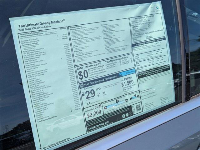 new 2025 BMW 330 car, priced at $51,425