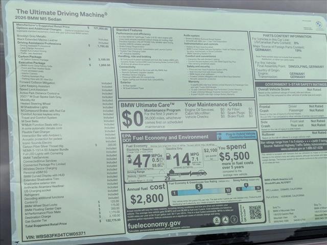 new 2026 BMW M5 car, priced at $132,775