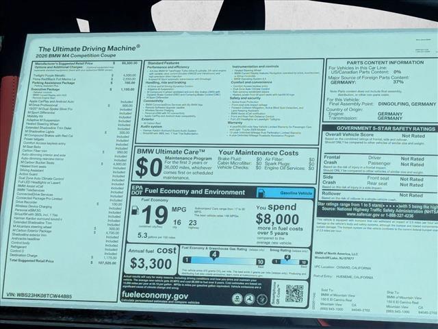 new 2026 BMW M4 car, priced at $107,525