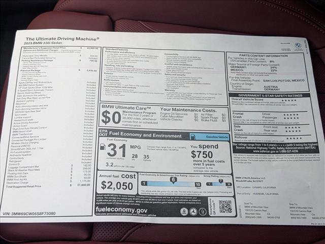 new 2025 BMW 330 car, priced at $51,600