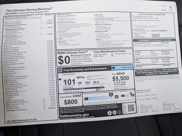 new 2025 BMW i4 Gran Coupe car, priced at $68,985
