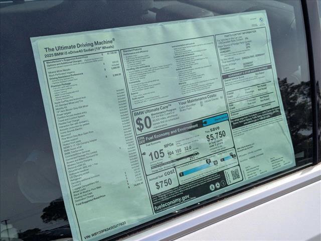 new 2025 BMW i5 car, priced at $74,920