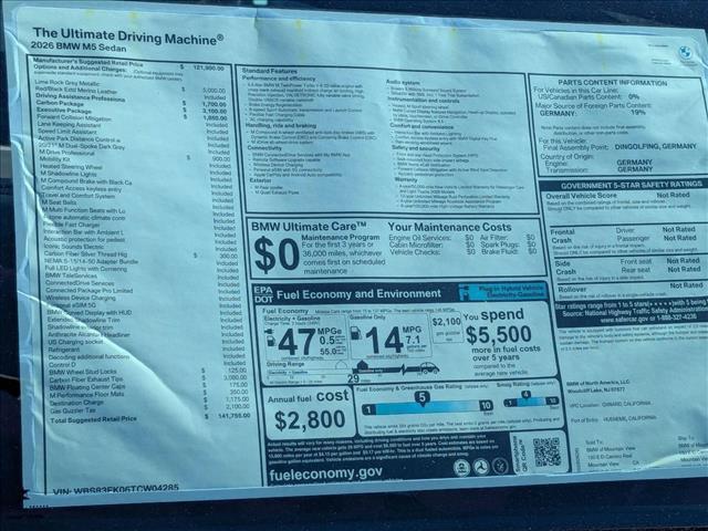 new 2026 BMW M5 car, priced at $141,755