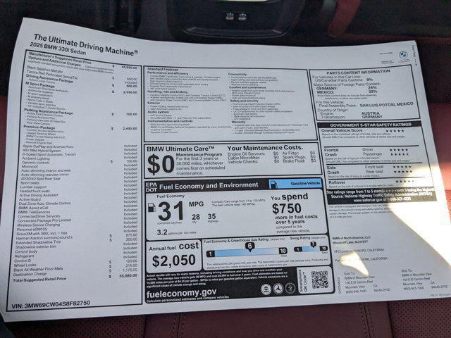 new 2025 BMW 330 car, priced at $55,570