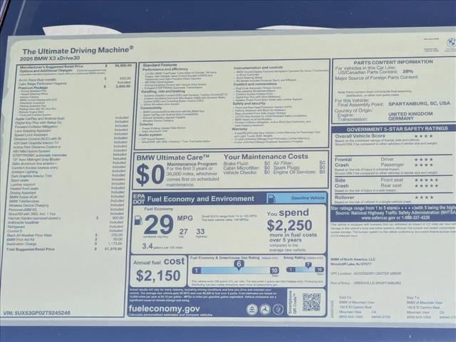 new 2026 BMW X3 car, priced at $57,375