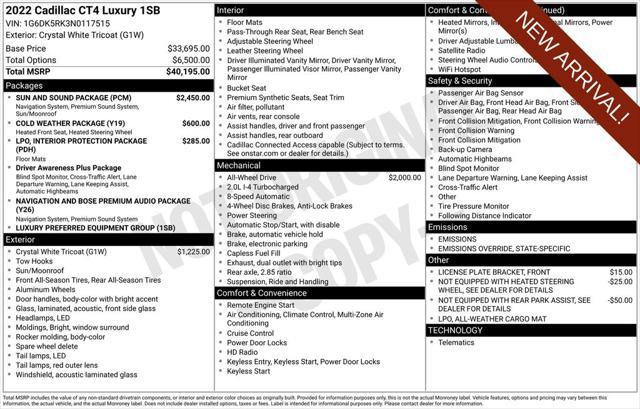 used 2022 Cadillac CT4 car, priced at $27,566
