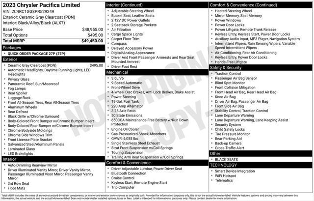 used 2023 Chrysler Pacifica car, priced at $29,498