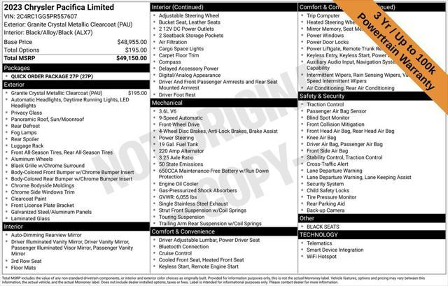 used 2023 Chrysler Pacifica car, priced at $28,999