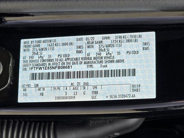 used 2022 Ford F-150 car, priced at $43,500
