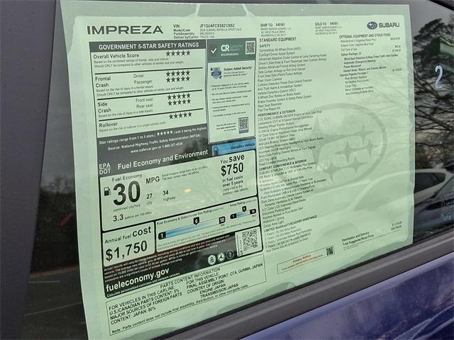 new 2025 Subaru Impreza car, priced at $27,844