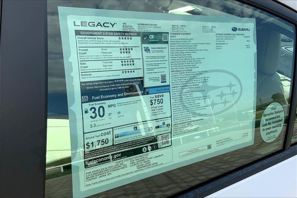 new 2025 Subaru Legacy car, priced at $35,094
