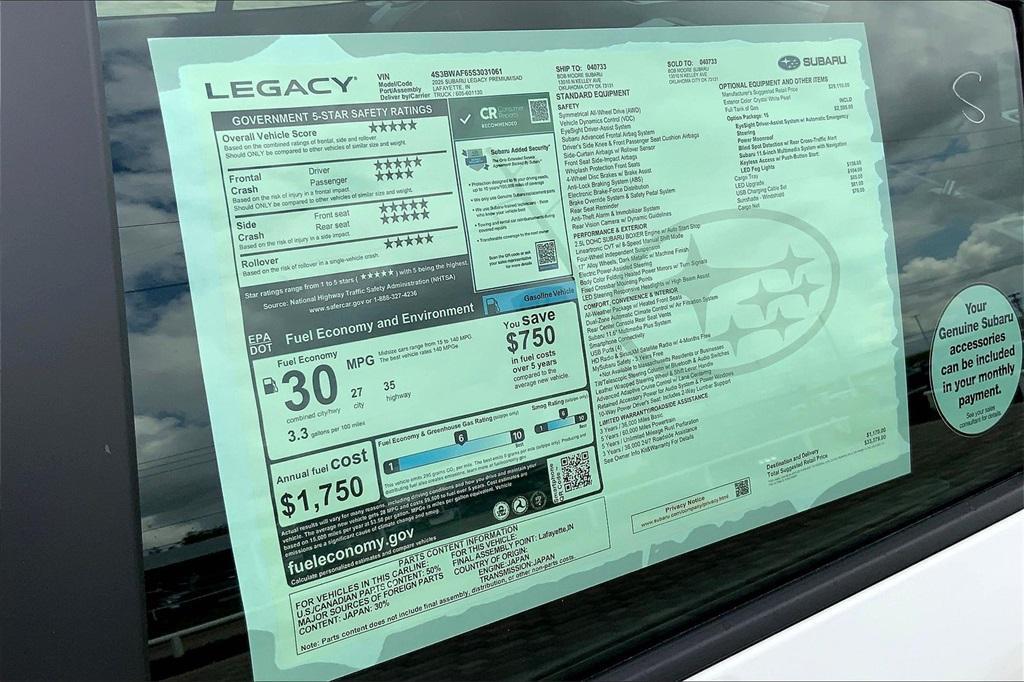 new 2025 Subaru Legacy car, priced at $31,221