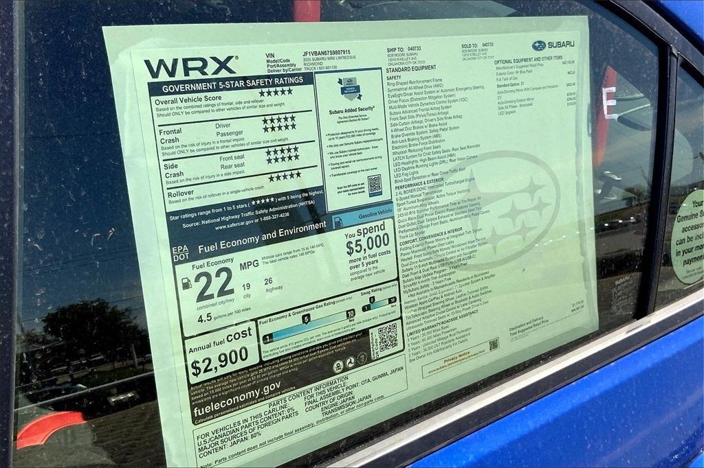 new 2025 Subaru WRX car, priced at $41,674