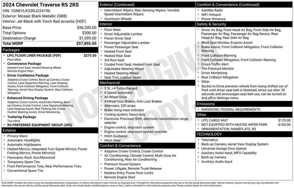 used 2024 Chevrolet Traverse car, priced at $49,500