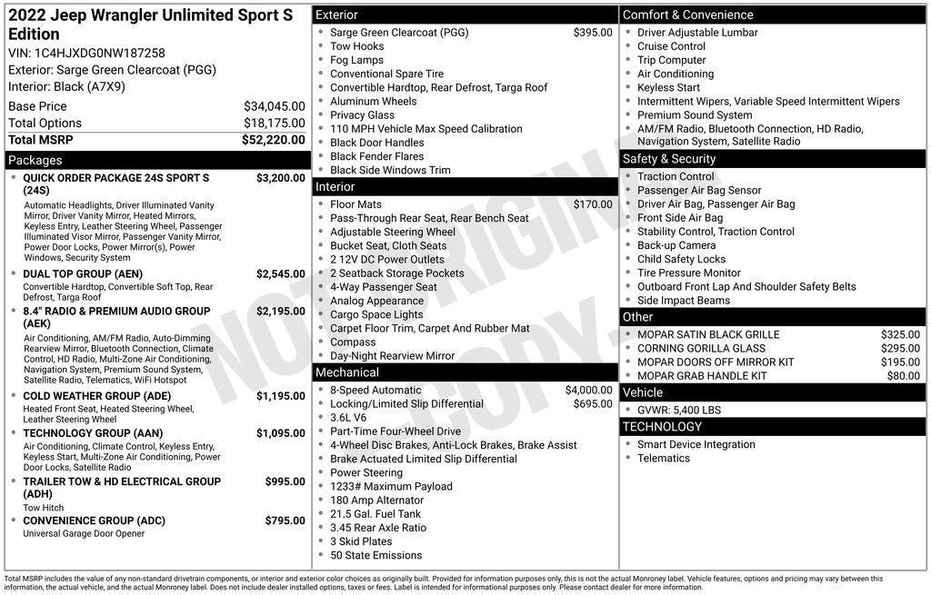 used 2022 Jeep Wrangler Unlimited car, priced at $32,000