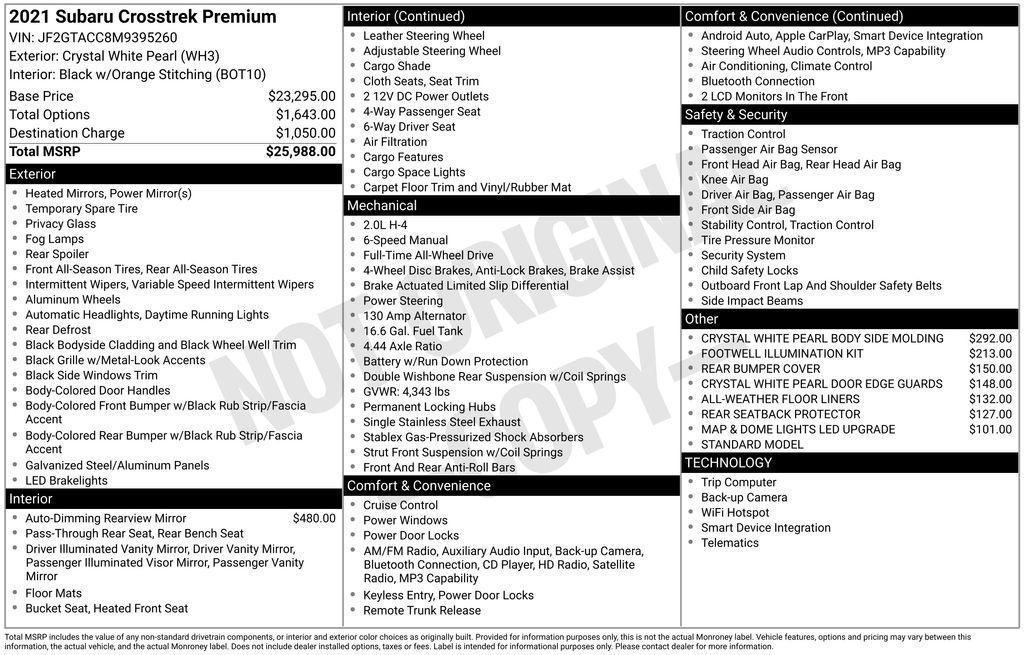 used 2021 Subaru Crosstrek car, priced at $18,500