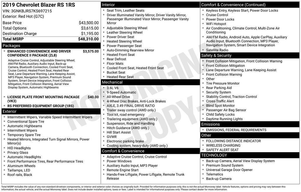 used 2019 Chevrolet Blazer car, priced at $22,000