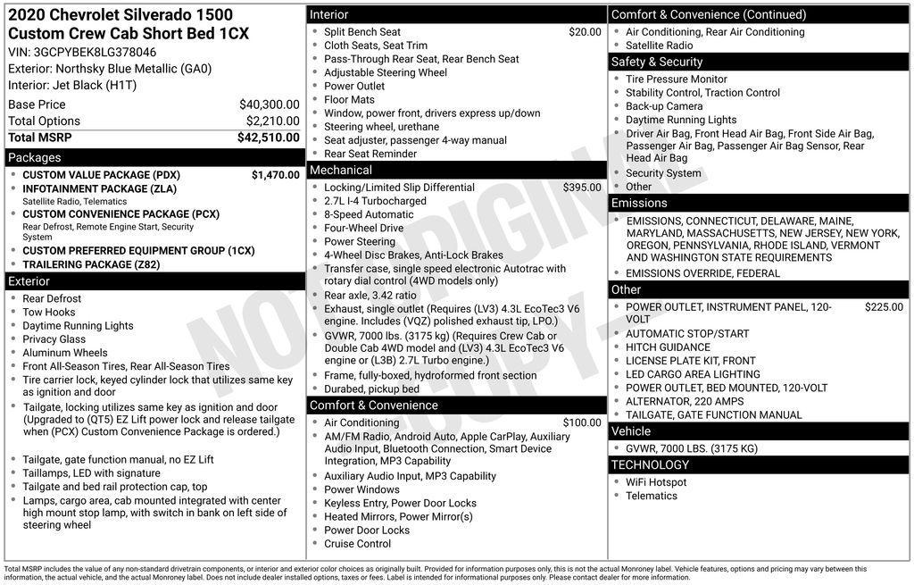 used 2020 Chevrolet Silverado 1500 car, priced at $26,500