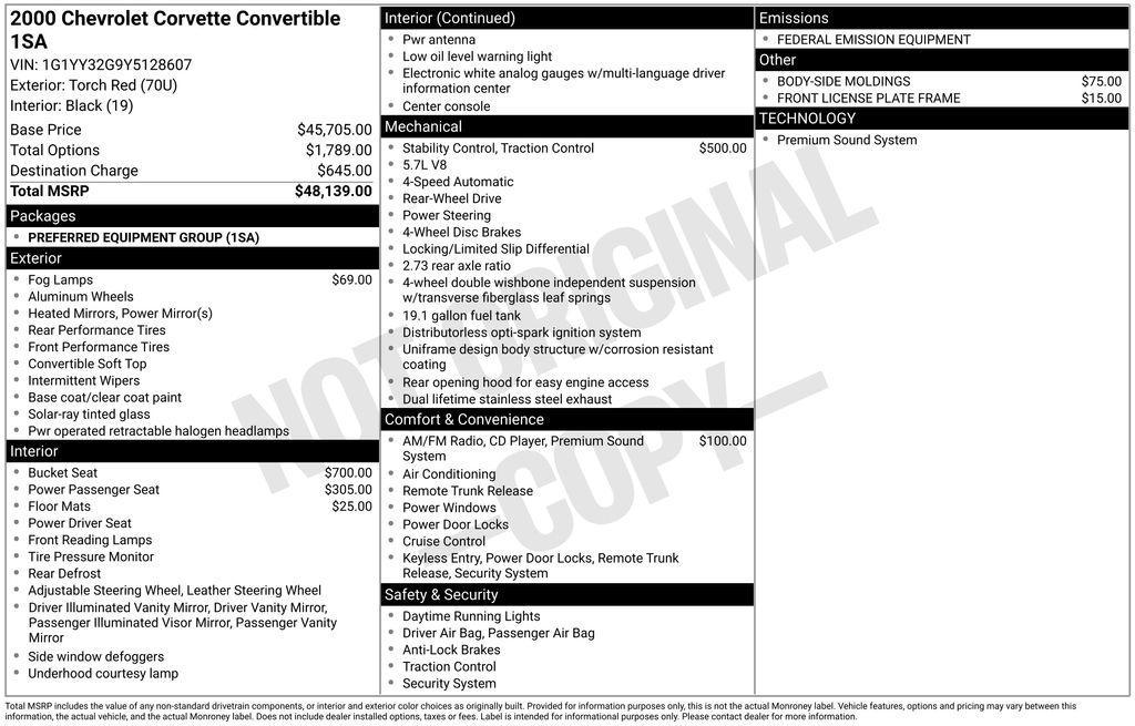 used 2000 Chevrolet Corvette car, priced at $21,500