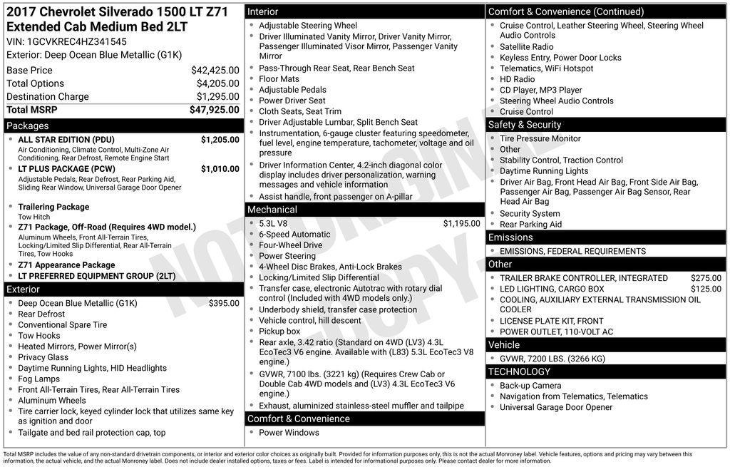 used 2017 Chevrolet Silverado 1500 car, priced at $15,000