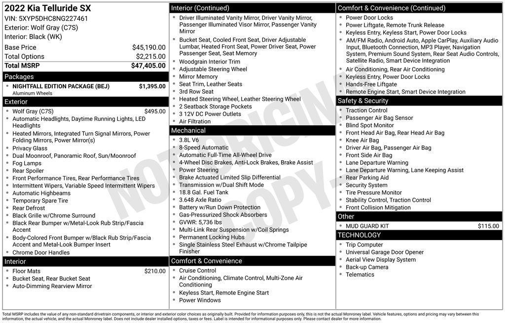 used 2022 Kia Telluride car, priced at $29,000