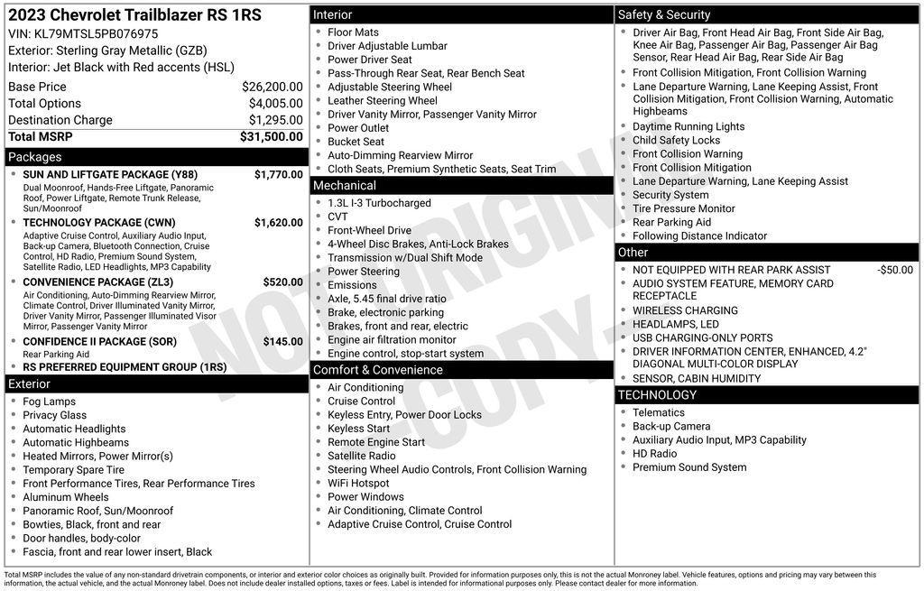 used 2023 Chevrolet TrailBlazer car, priced at $24,800
