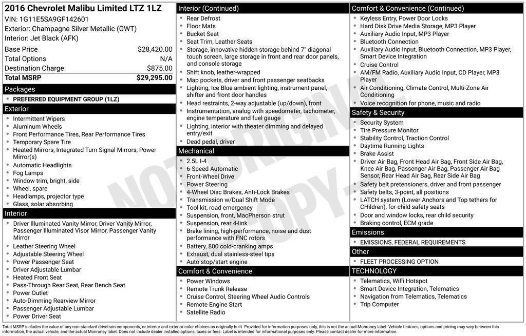 used 2016 Chevrolet Malibu Limited car, priced at $13,500