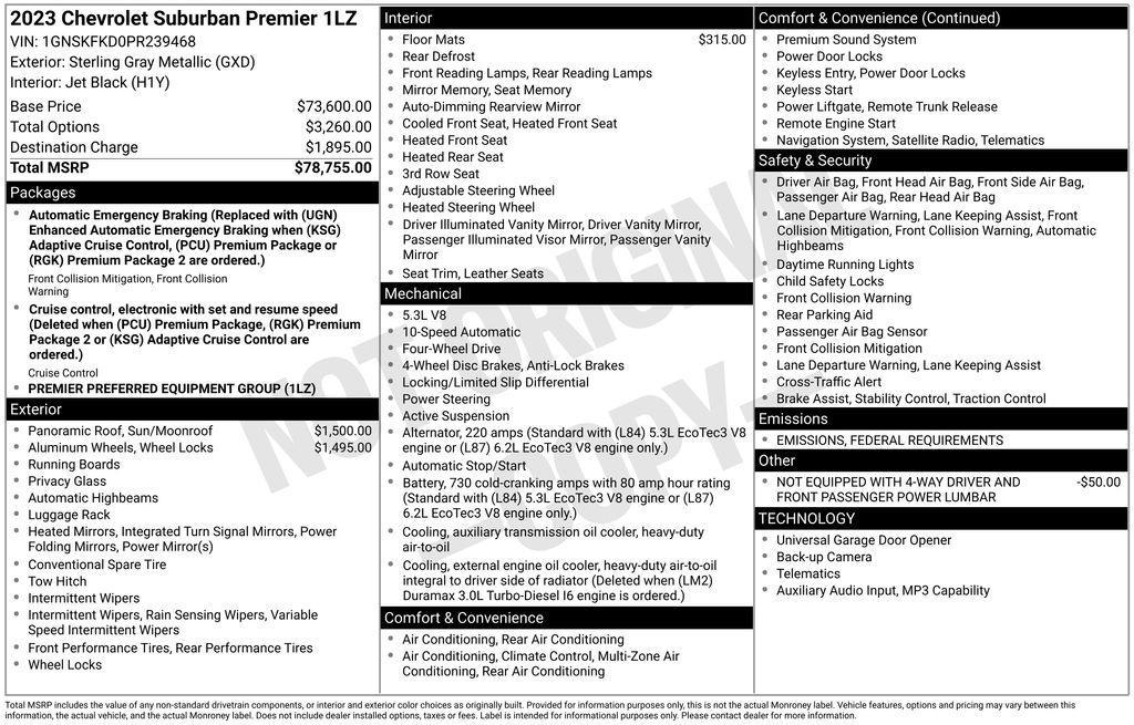 used 2023 Chevrolet Suburban car, priced at $44,500