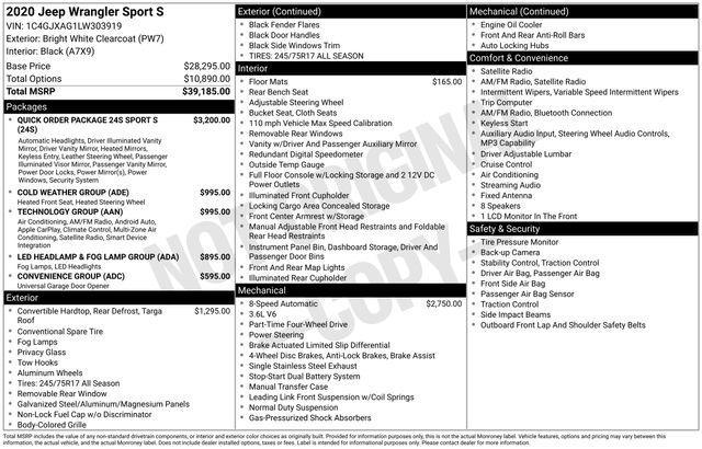 used 2020 Jeep Wrangler car, priced at $28,199