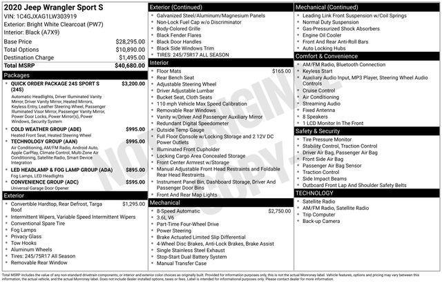 used 2020 Jeep Wrangler car, priced at $26,995