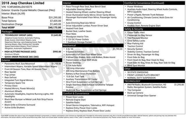 used 2018 Jeep Cherokee car, priced at $18,397