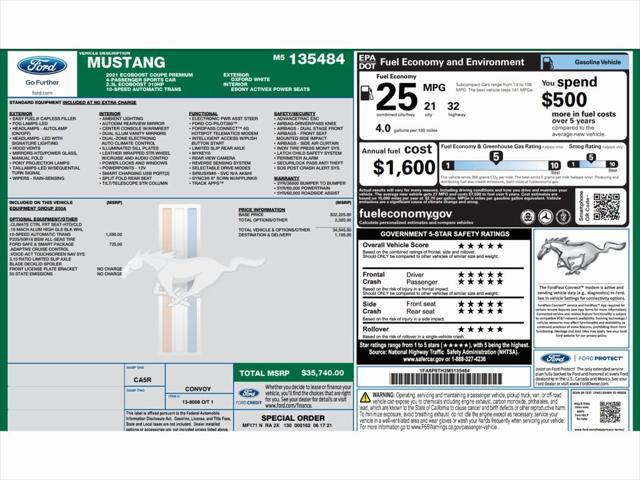 used 2021 Ford Mustang car, priced at $17,999