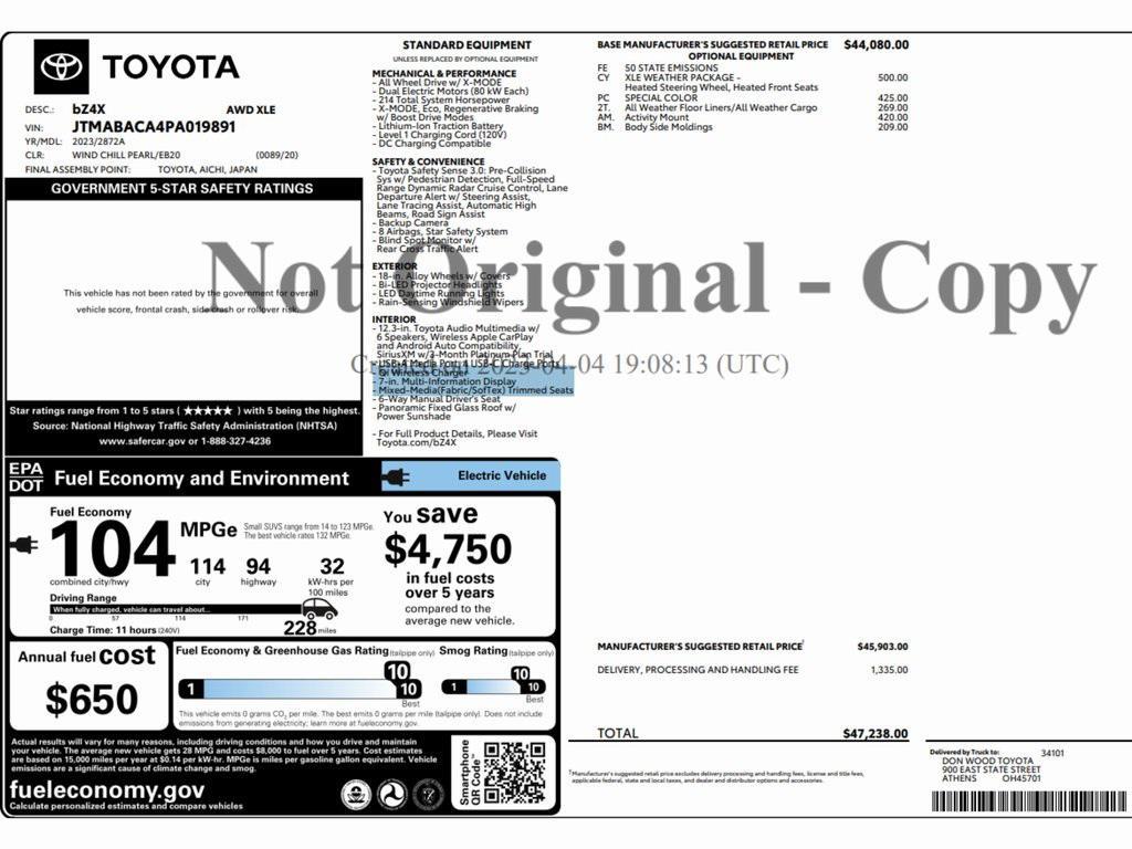 used 2023 Toyota bZ4X car, priced at $20,499